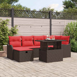 vidaXL Garden Sofa Set with Cushion and Storage 7 pcs Brown Poly Rattan