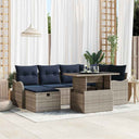 vidaXL Garden Sofa Set with Cushion and Storage 7 pcs Brown Poly Rattan
