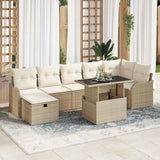 vidaXL Tuinbank Set met kussen met opslag 8 pcs Zwart Poly rattan