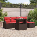 vidaXL Tuinbank Set met kussen met opslag 6 pcs Bruin poly rattan