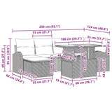 vidaXL Tuinbank Set met kussen met opslag 7 pcs Zwart Poly rattan
