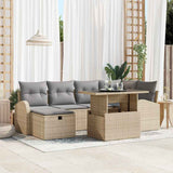 vidaXL Tuinbank Set met kussen met opslag 7 pcs Zwart Poly rattan
