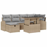 vidaXL Tuinbank Set met kussen met opslag 7 pcs Zwart Poly rattan