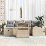 vidaXL Tuinbank Set met kussen met opslag 7 pcs Zwart Poly rattan
