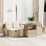vidaXL Tuinbank Set met kussen met opslag 7 pcs Zwart Poly rattan
