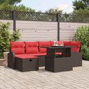 vidaXL Garden Sofa Set with Cushion and Storage 7 pcs Brown Poly Rattan