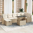 vidaXL Tuinbank Set met kussen met opslag 8 pcs Zwart Poly rattan