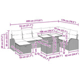 vidaXL Tuinbank Set met kussen met opslag 9 pcs Zwart Poly rattan