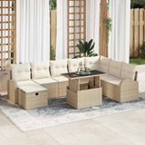 vidaXL Tuinbank Set met kussen met opslag 9 pcs Zwart Poly rattan