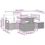vidaXL Tuinbank Set met kussen met opslag 6 pcs Zwart Poly rattan