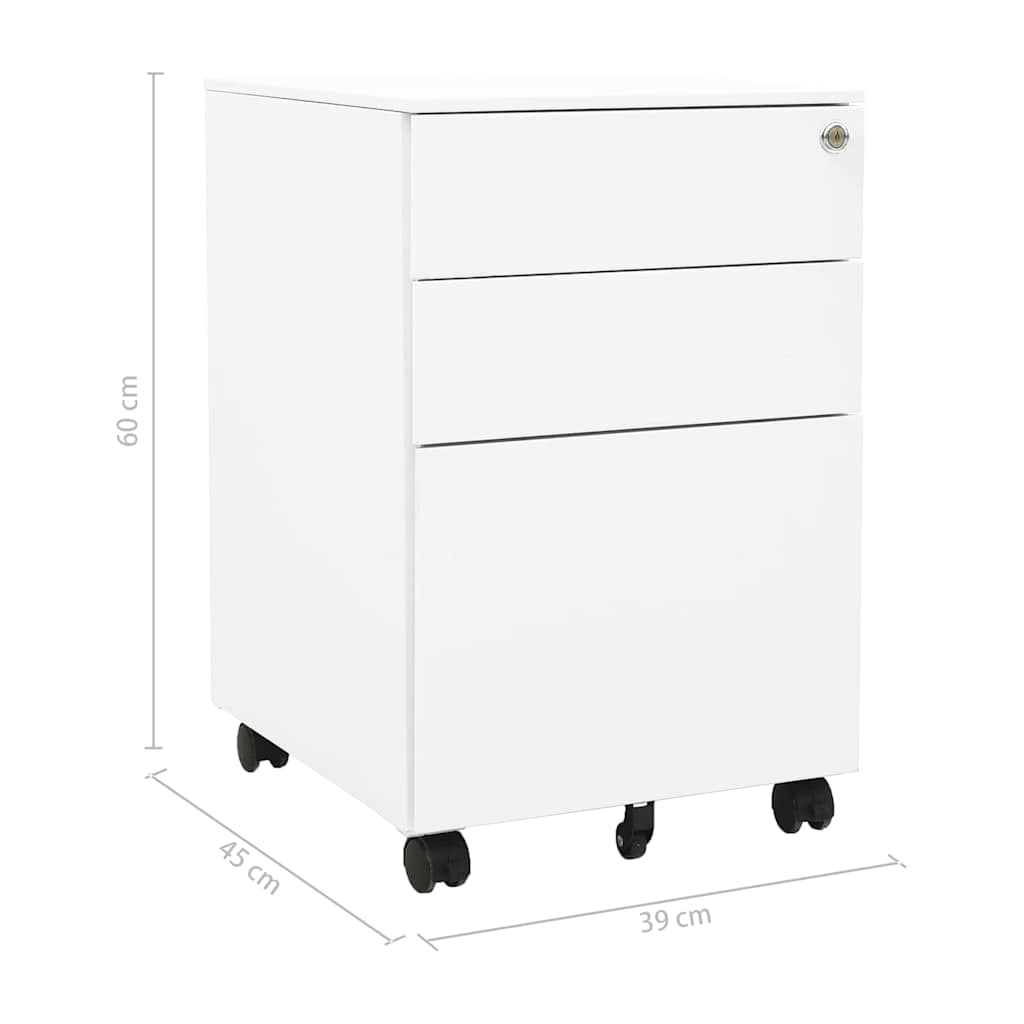 vidaXL Filing Cabinet with Wheels 39x45x60 cm Steel White