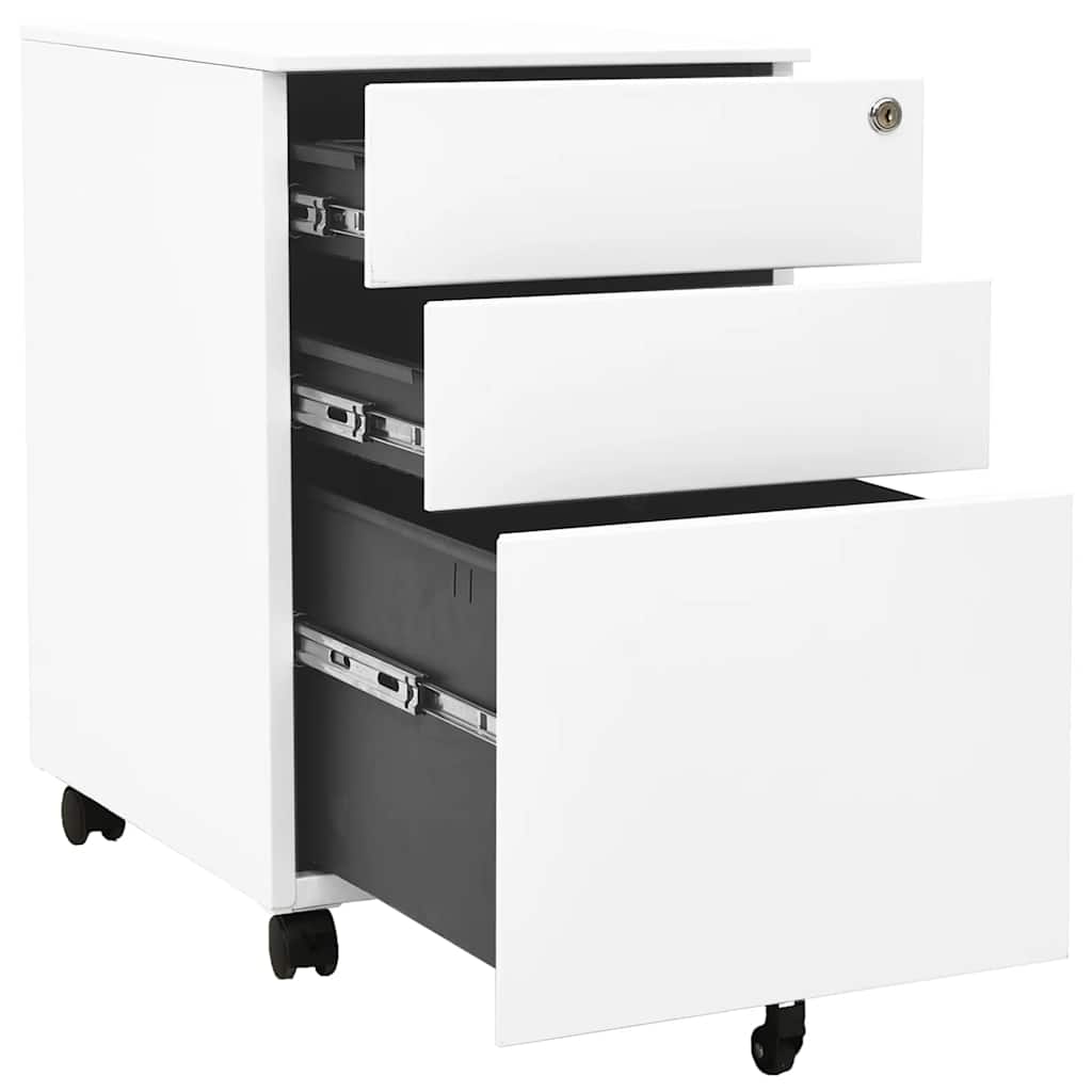 vidaXL Filing Cabinet with Wheels 39x45x60 cm Steel White