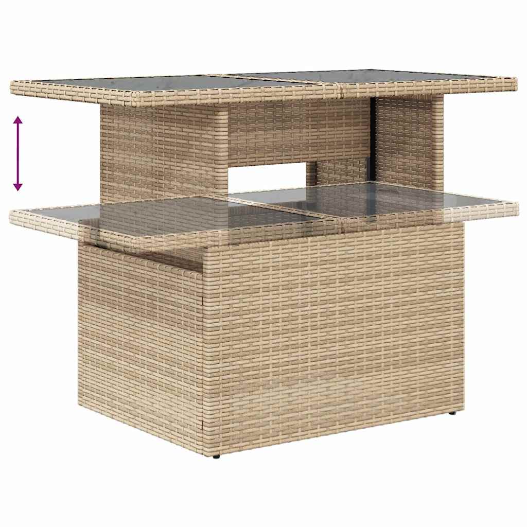 vidaXL Tuinbank Set met kussen met opslag 7 pcs Zwart Poly rattan