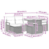 vidaXL Tuinbank Set met kussen met opslag 7 pcs Zwart Poly rattan