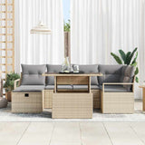 vidaXL Tuinbank Set met kussen met opslag 7 pcs Zwart Poly rattan