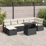 vidaXL Tuinbank Set met kussen met opslag 8 pcs Zwart Poly rattan