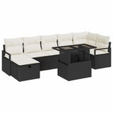 vidaXL Tuinbank Set met kussen met opslag 8 pcs Zwart Poly rattan