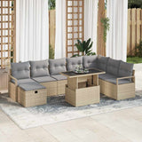 vidaXL Tuinbank Set met kussen met opslag 9 pcs Zwart Poly rattan