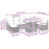 vidaXL Tuinbank Set met kussen met opslag 9 pcs Zwart Poly rattan