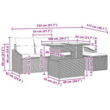 vidaXL Tuinbank Set met kussen met opslag 6 pcs Zwart Poly rattan