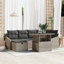 vidaXL Tuinbank Set met kussen met opslag 7 pcs Zwart Poly rattan