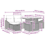 vidaXL Tuinbank Set met kussen met opslag 7 pcs Zwart Poly rattan