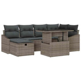 vidaXL Tuinbank Set met kussen met opslag 7 pcs Zwart Poly rattan