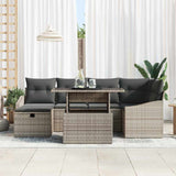 vidaXL Tuinbank Set met kussen met opslag 7 pcs Zwart Poly rattan