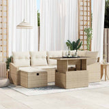 vidaXL Tuinbank Set met kussen met opslag 7 pcs Zwart Poly rattan