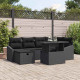 vidaXL Tuinbank Set met kussen met opslag 7 pcs Zwart Poly rattan