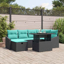 vidaXL Tuinbank Set met kussen met opslag 7 pcs Zwart Poly rattan