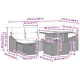 vidaXL Tuinbank Set met kussen met opslag 7 pcs Zwart Poly rattan