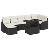 vidaXL Tuinbank Set met kussen met opslag 8 pcs Zwart Poly rattan