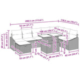 vidaXL Tuinbank Set met kussen met opslag 9 pcs Zwart Poly rattan
