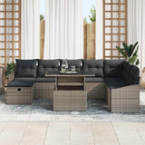 vidaXL Tuinbank Set met kussen met opslag 9 pcs Zwart Poly rattan