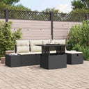 vidaXL Tuinbank Set 6 pcs Zwart Poly rattan