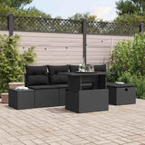 vidaXL Tuinbank Set 6 pcs Zwart Poly rattan