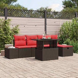 vidaXL Tuinbank Set met kussen met opslag 6 pcs poly rattan