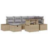 vidaXL Tuinbank Set met kussen met opslag 7 pcs Zwart Poly rattan