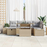 vidaXL Tuinbank Set met kussen met opslag 7 pcs Zwart Poly rattan