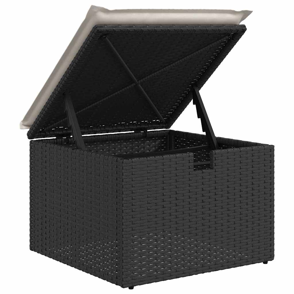 vidaXL Tuinbank Set met kussen met opslag 8 pcs Zwart Poly rattan