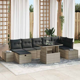 vidaXL Tuinbank Set met kussen met opslag 8 pcs Zwart Poly rattan