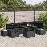 vidaXL Tuinbank Set met kussen met opslag 8 pcs Zwart Poly rattan