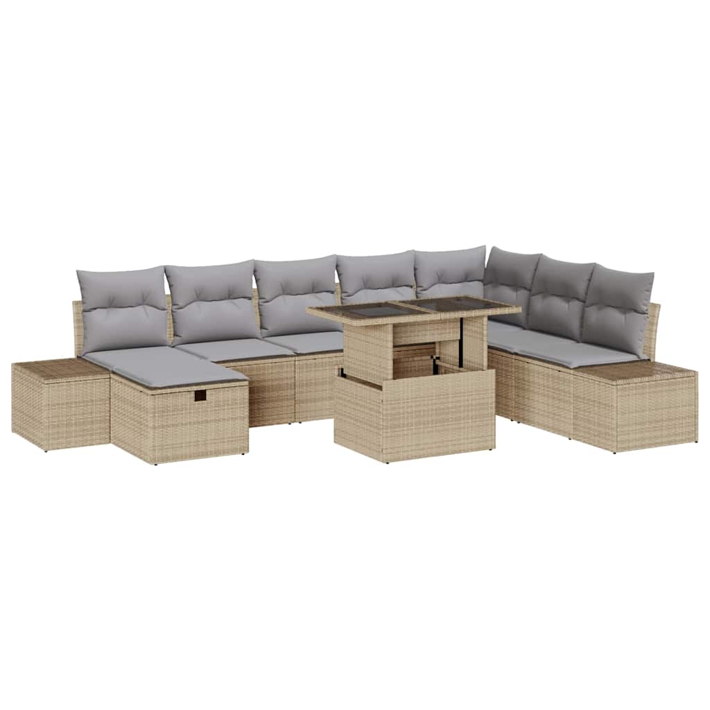 vidaXL Tuinbank Set 11 pcs Zwart Poly rattan