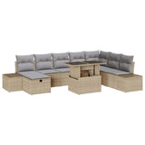 vidaXL Tuinbank Set 11 pcs Zwart Poly rattan