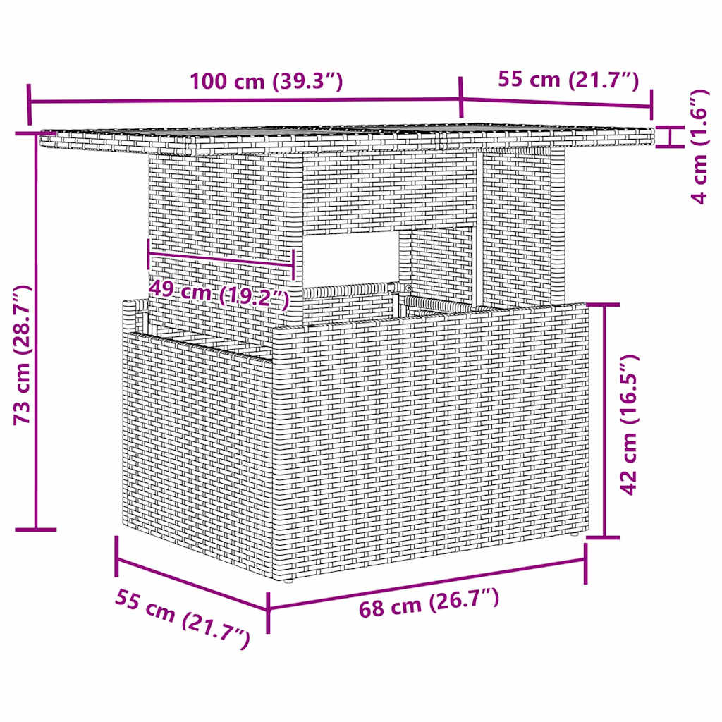 vidaXL Tuinbank Set met kussen met opslag 6 pcs Zwart poly rattan