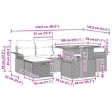 vidaXL Tuinbank Set met kussen met opslag 7 pcs Zwart poly rattan