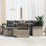 vidaXL Tuinbank Set met kussen met opslag 7 pcs Zwart poly rattan