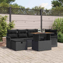vidaXL Tuinbank Set met kussen met opslag 7 pcs Zwart poly rattan