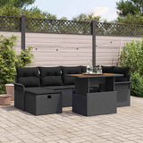vidaXL Tuinbank Set met kussen met opslag 7 pcs Zwart poly rattan